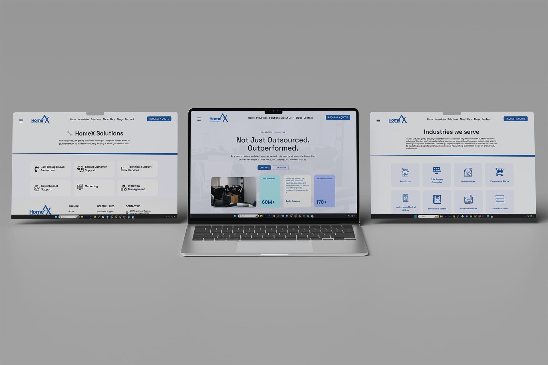 HOMEXCALL.COM – Professionelle Website für eine B2B-Agentur in den Vereinigten Staaten