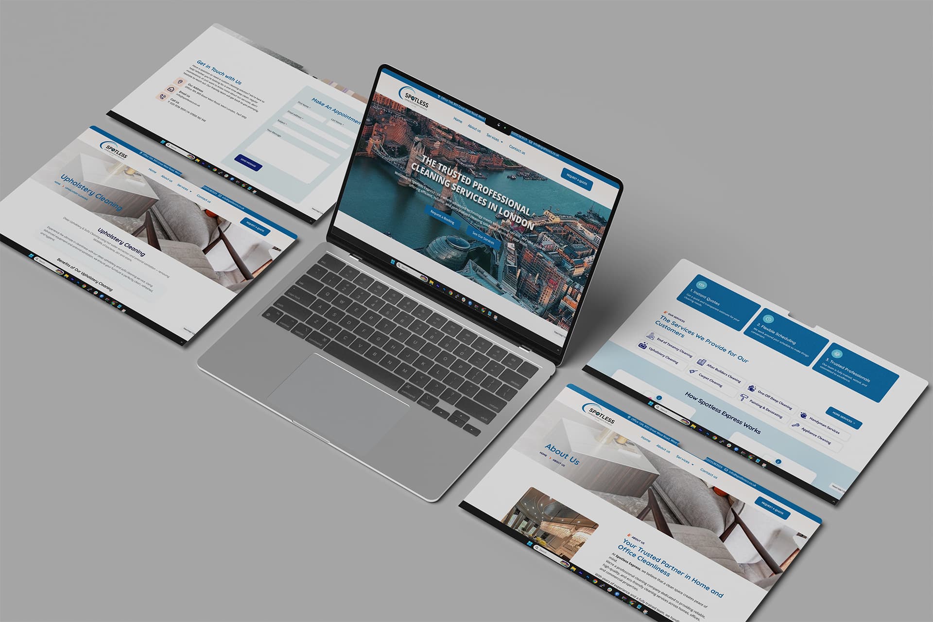 SPOTLESSCS.CO.UK – Webfaqe për Shërbime Profesionale Pastrimi në Mbretërinë e Bashkuar